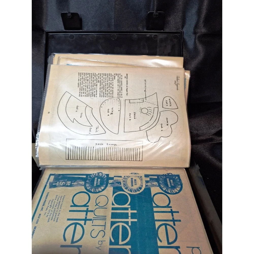 Vintage Tower Press Blue Ribbon Patterns Quilting Embroidery Booklets Binder 70s
